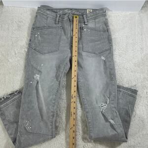 Free People We The Free Skinny Jeans Womens 30 Gray Distressed Raw Hem
